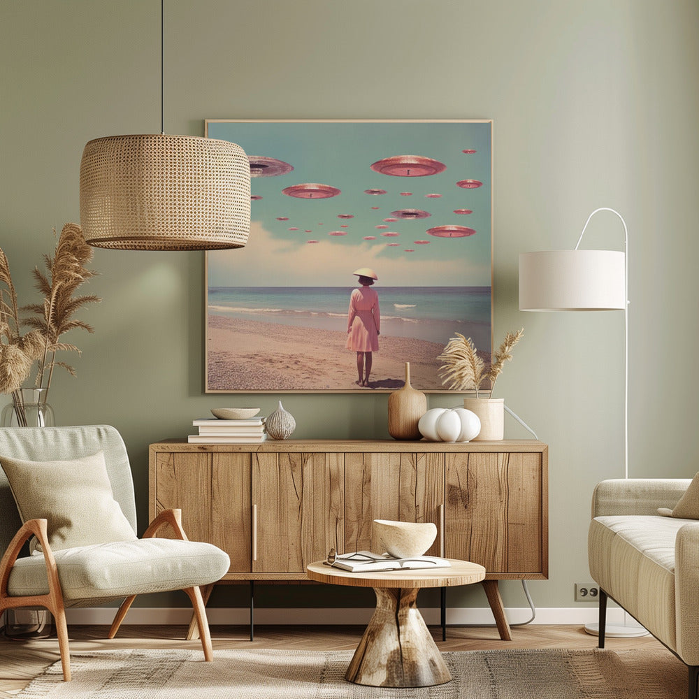 Space Beach Collage Art - Poster / Art Print