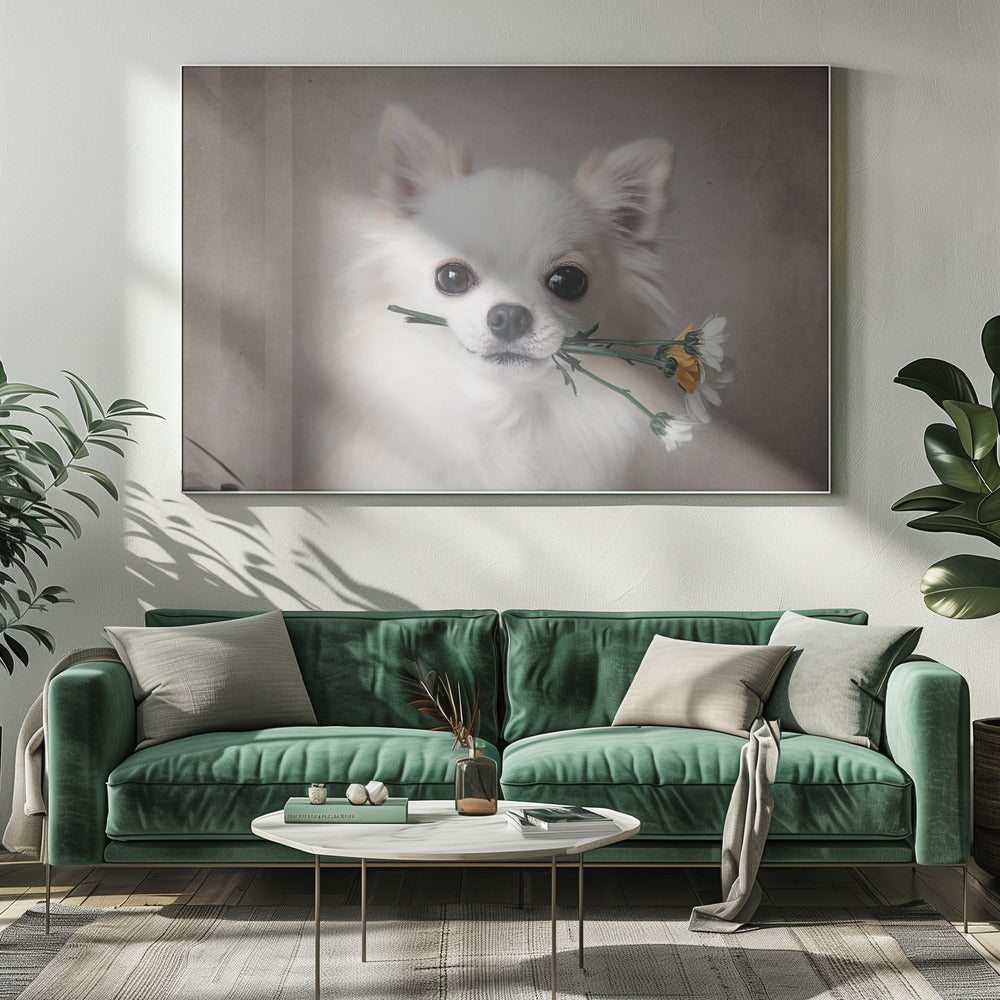 Chihuahua with flowers - Poster / Art Print