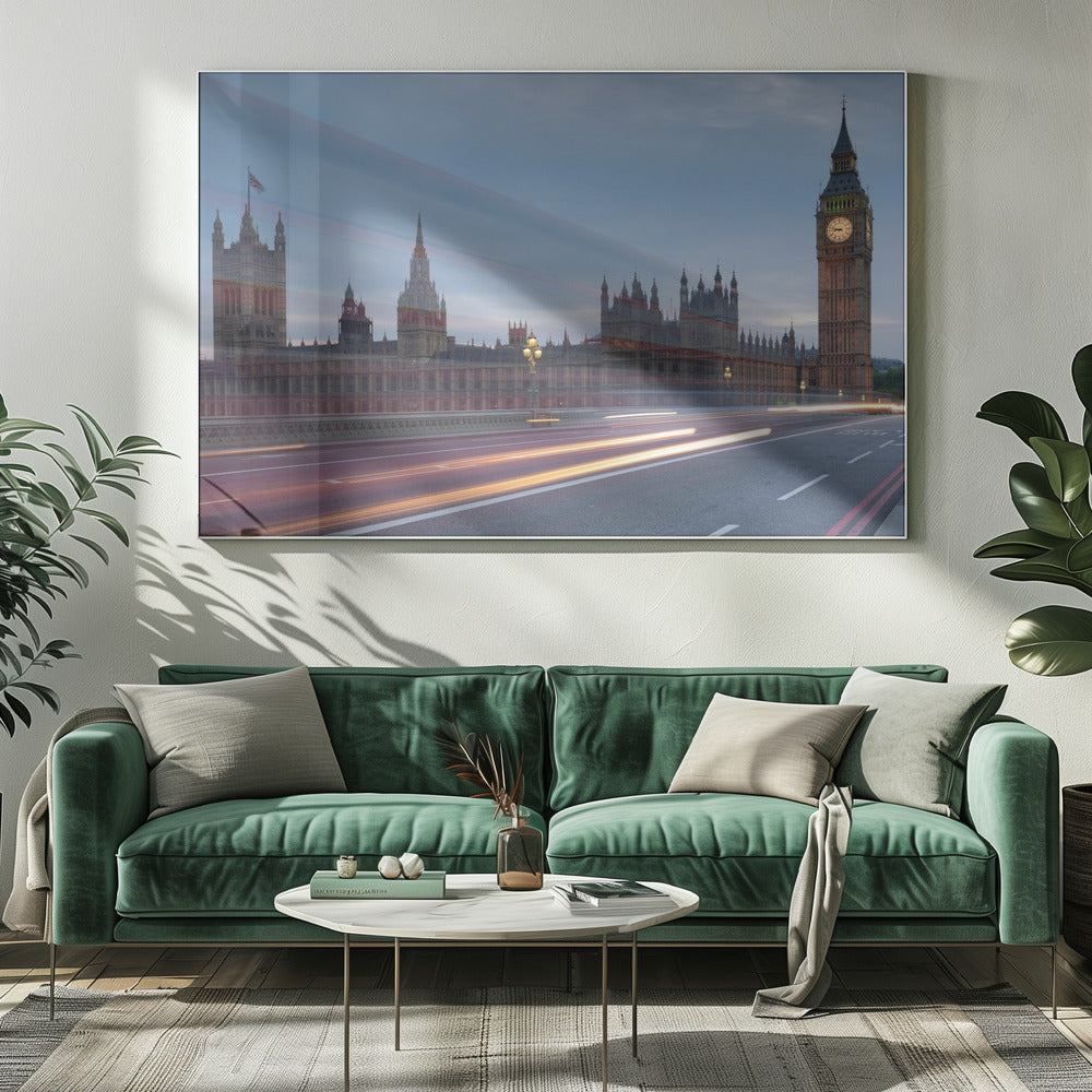 Big Ben with bright trails - Poster / Art Print