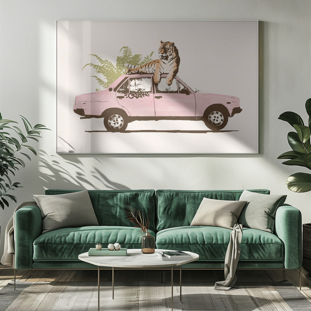 Tiger On Car - Poster / Art Print