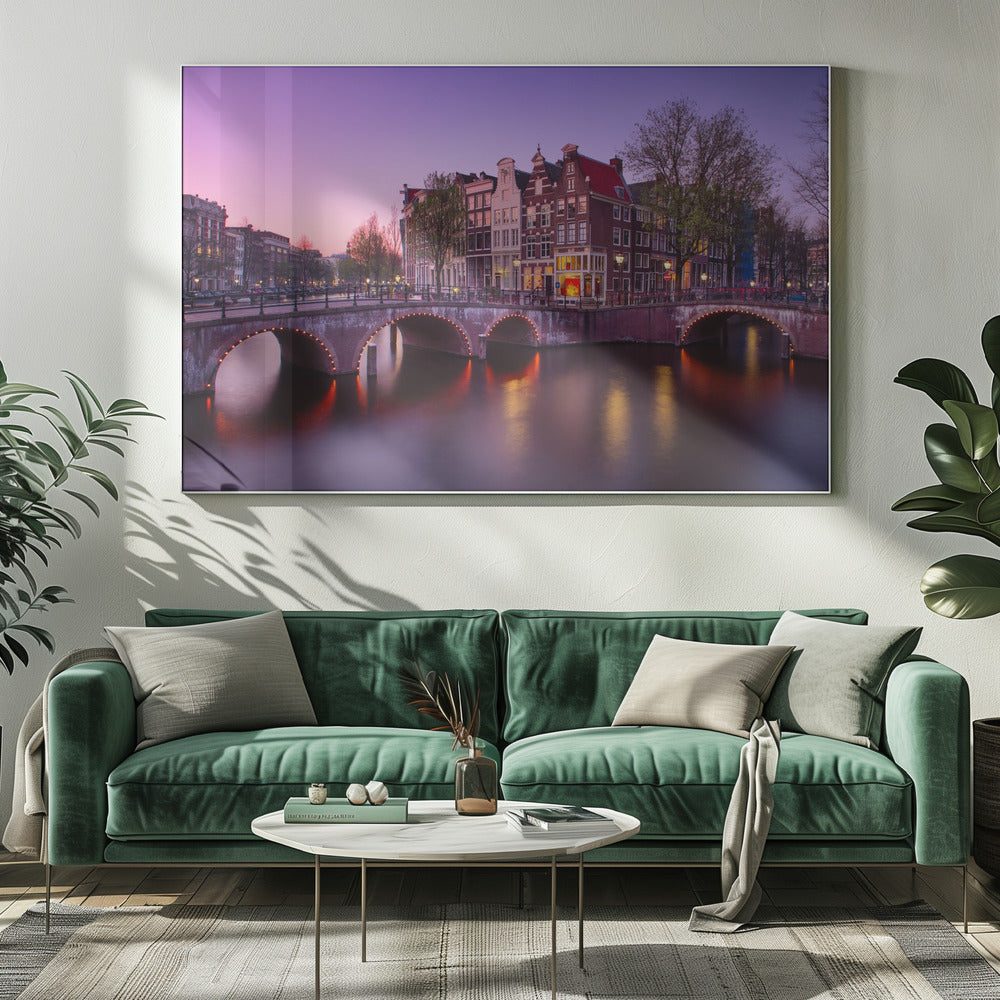 Amsterdam: Atardecer en el canal - Poster / Art Print