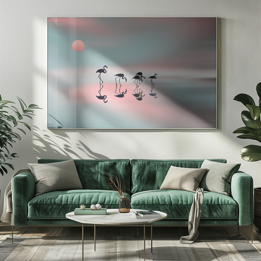 Family flamingos. - Poster / Art Print