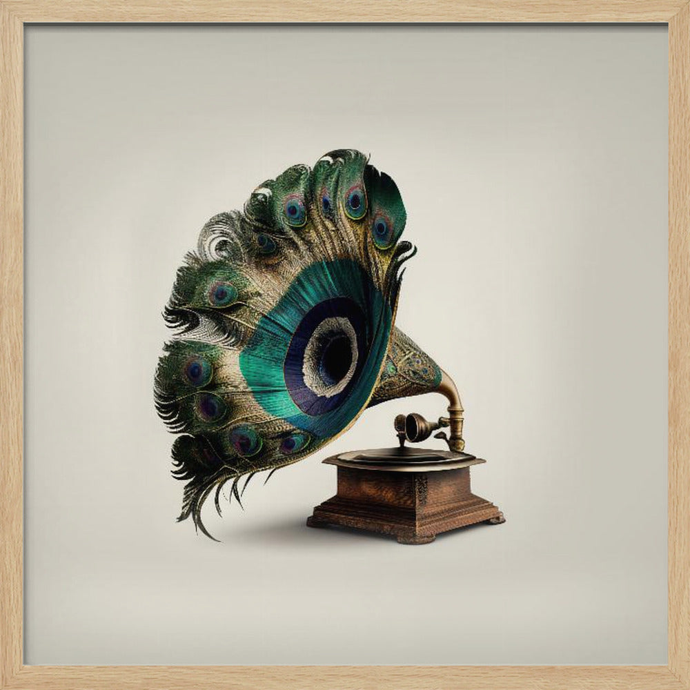 Peacock Gramaphone - Poster / Art Print