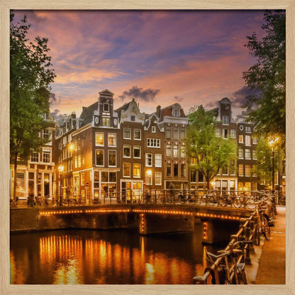 Idyllic impression of the Singel canal in Amsterdam, depicted as an art print. Wall Art