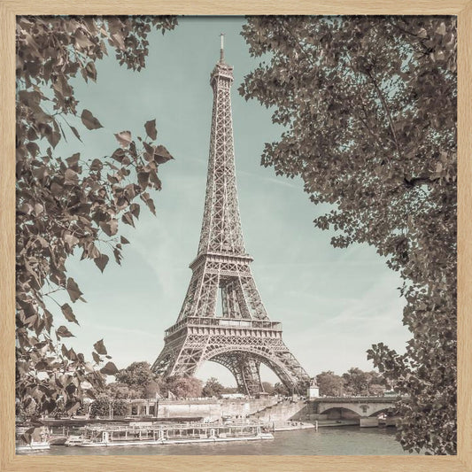 PARIS Eiffel Tower & River Seine | urban vintage style - Poster / Art Print