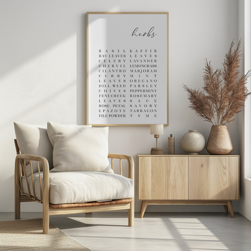 List of herbs - Poster / Art Print