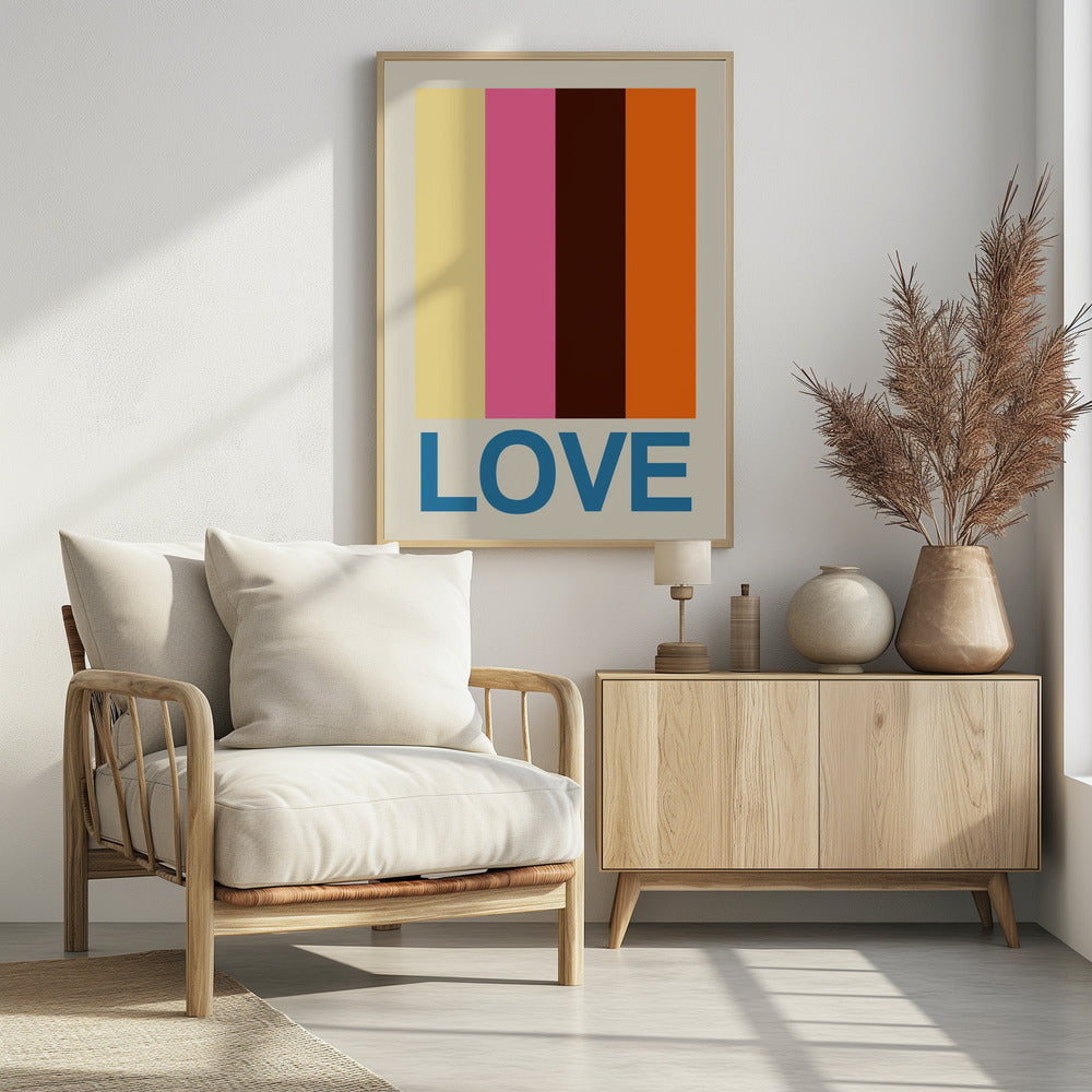 Retro Stripe LOVE Summer Fruits - Poster / Art Print