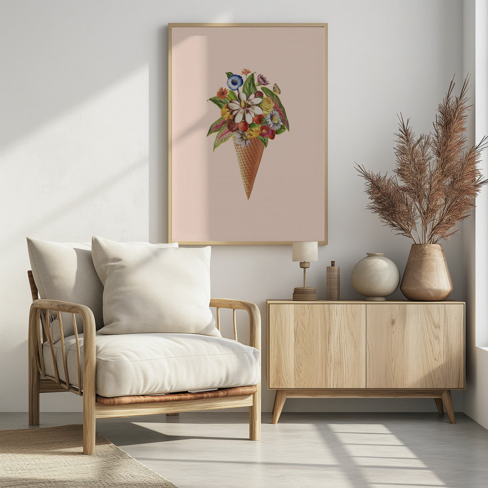 Botanical pink ice cream - Poster / Art Print