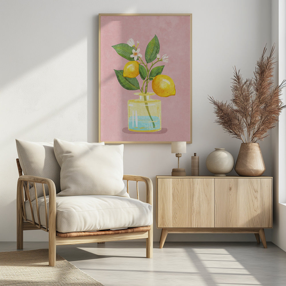 Lemon Bunch In Vase - Poster / Art Print