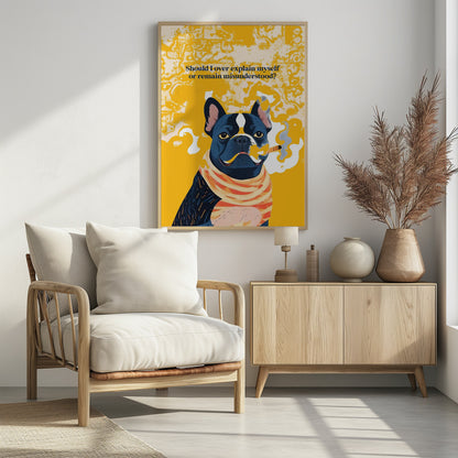 A minimalist art print or poster featuring the text 'Should I Over Explain Myself or Remain Misunderstood?' in a clean, legible font, likely set against a contrasting background. Print