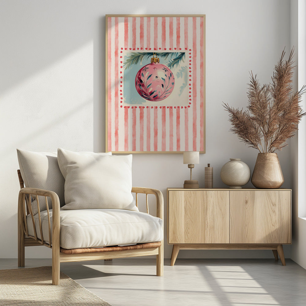 Pink Christmas Bauble - Poster / Art Print