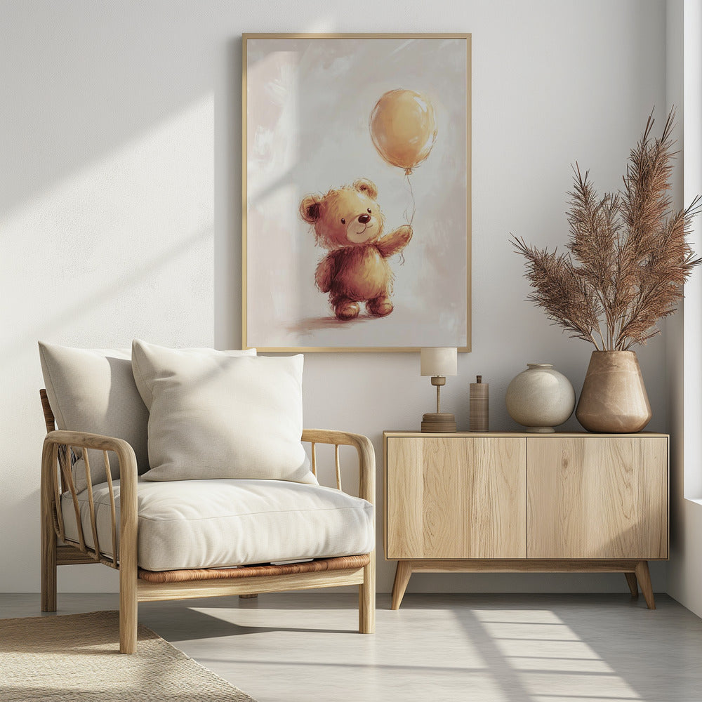 Teddy Bear and Balloon - Poster / Art Print