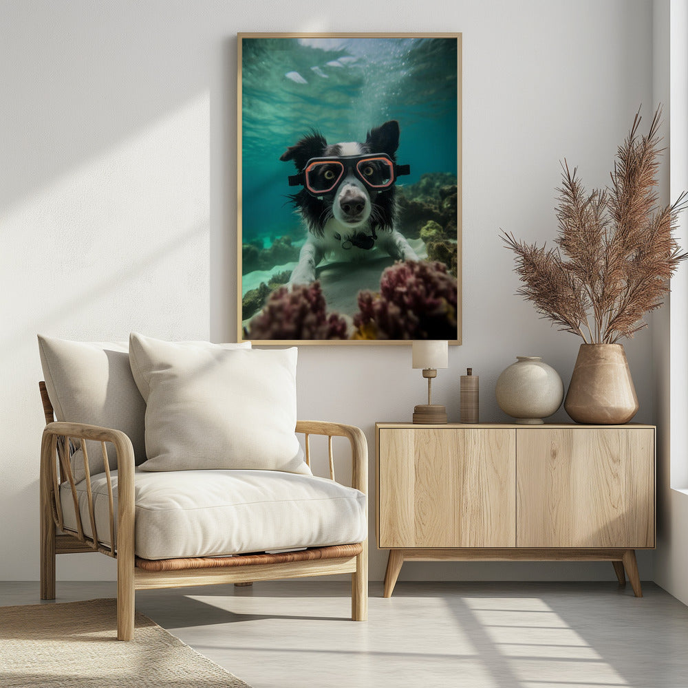 Border Collie Dive 3 - Poster / Art Print