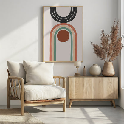 An abstract art print or poster, featuring a blend of colors and shapes creating a non-representational image. Wall Art