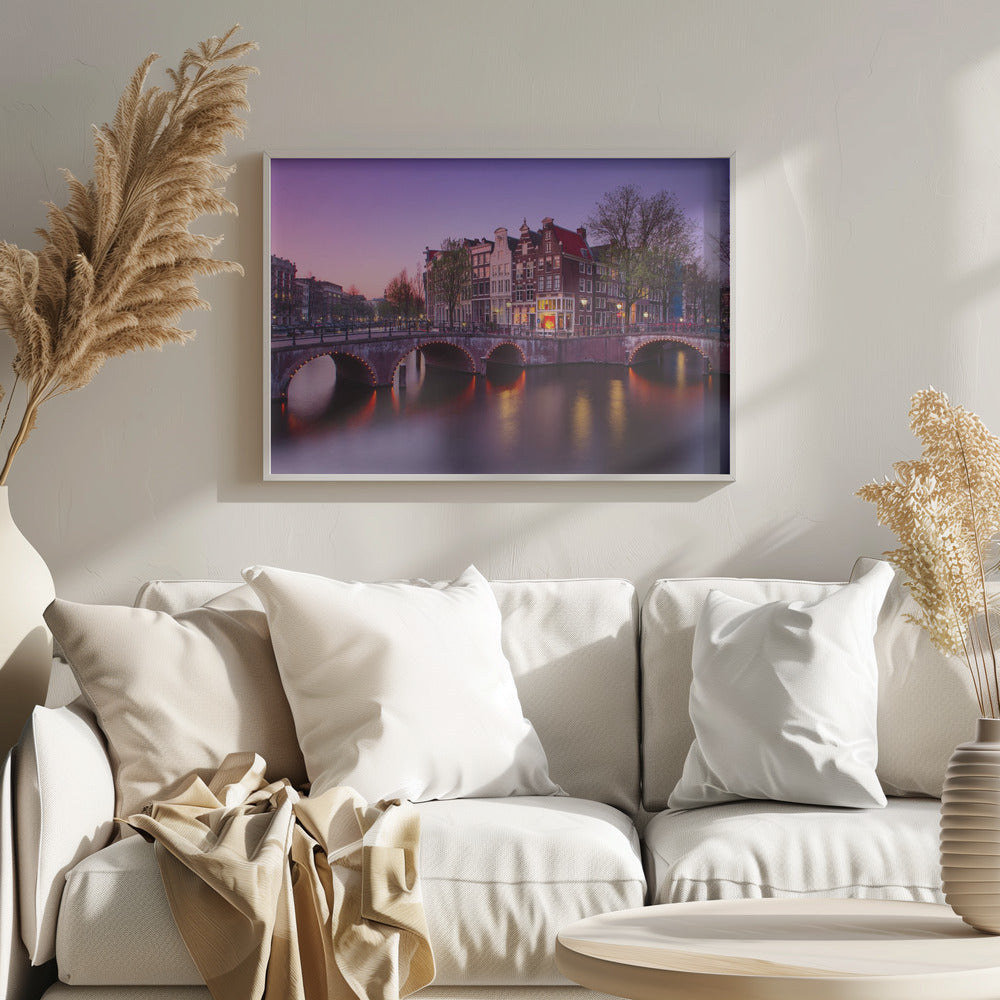 Amsterdam: Atardecer en el canal - Poster / Art Print