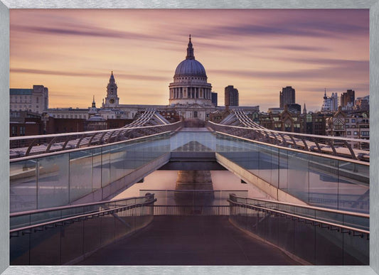 Millennium bridge leading towards St. Paul's church - Poster / Art Print