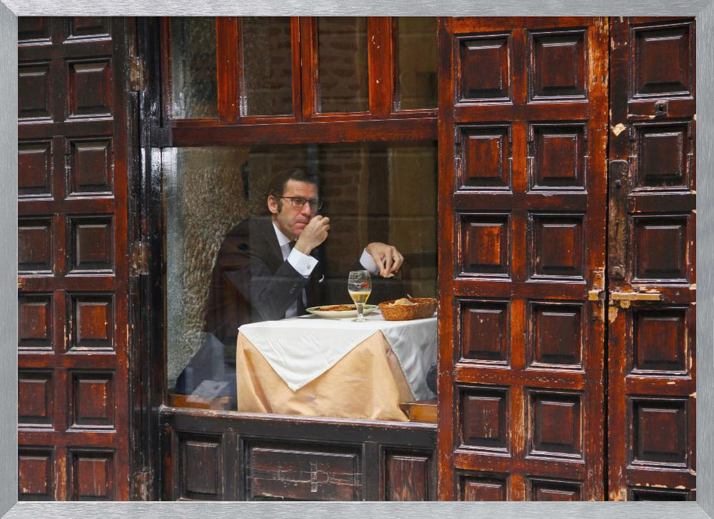 Lonely Man Dinner in Madrid's Latin Quarter - Poster / Art Print