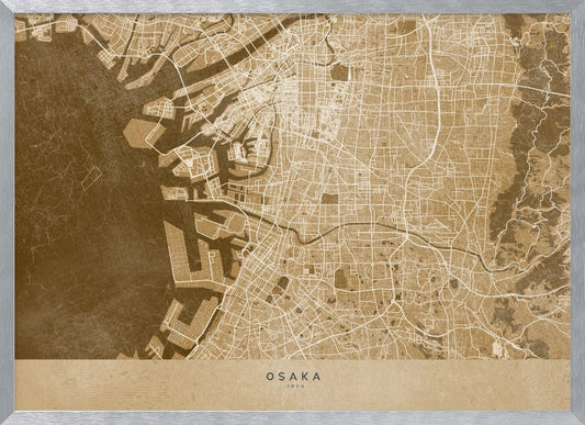 Sepia karta av Osaka - Poster / Art Print