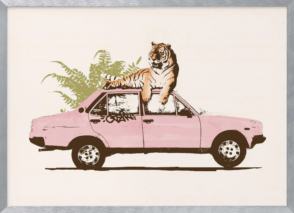 Tiger On Car - Poster / Art Print