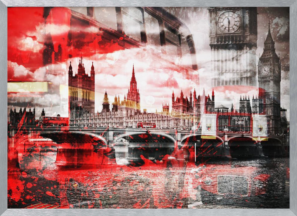 City Art LONDON Red Bus Composing - Poster / Art Print