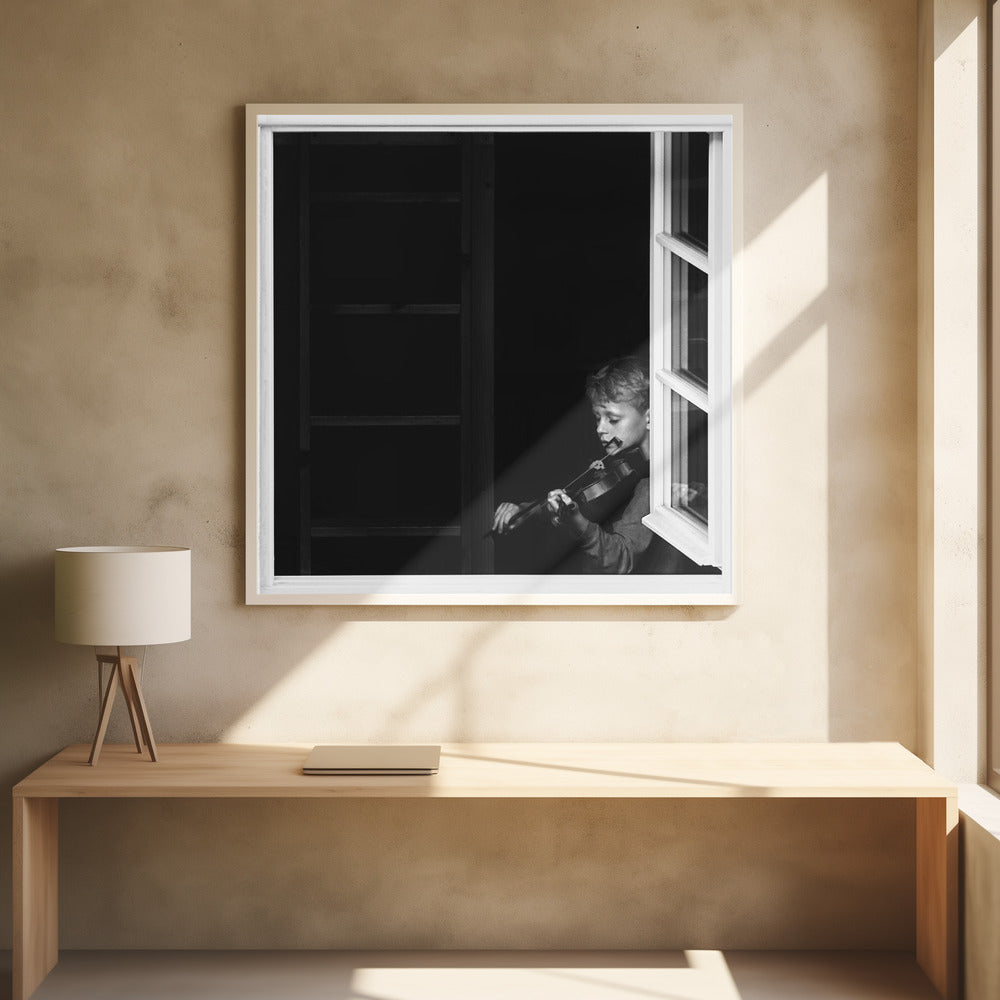 Violinist in the window - Poster / Art Print