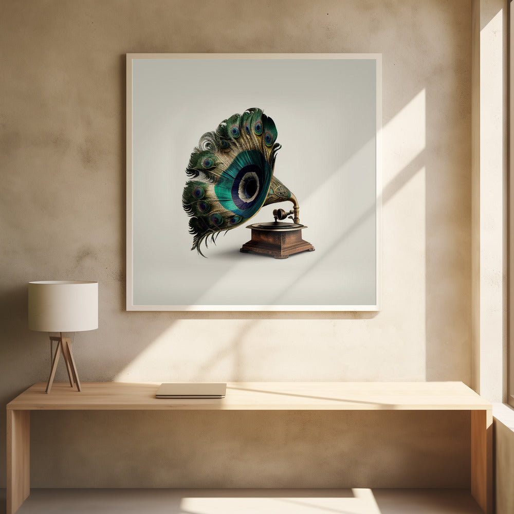 Peacock Gramaphone - Poster / Art Print