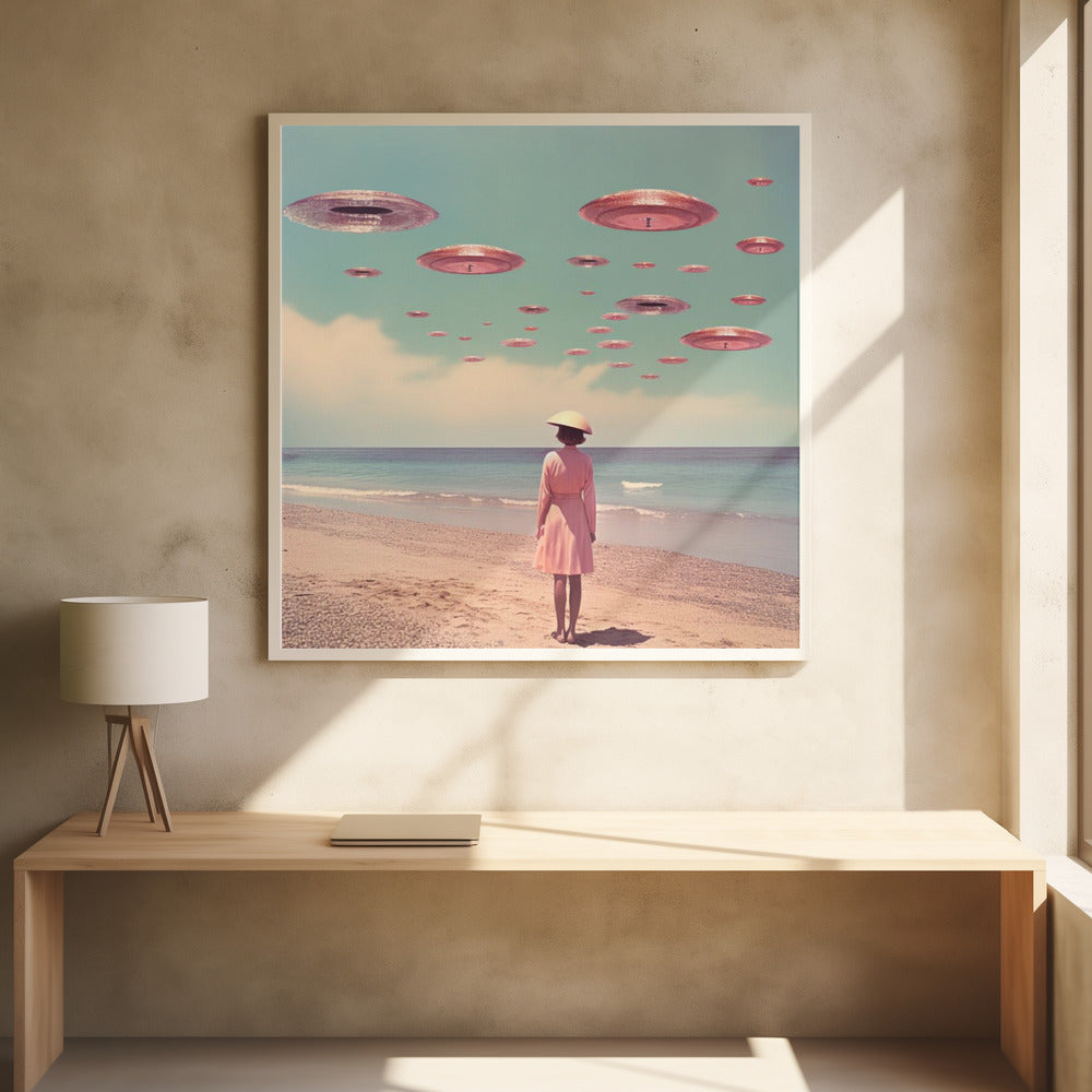 Space Beach Collage Art - Poster / Art Print