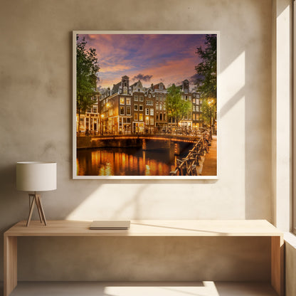 Idyllic impression of the Singel canal in Amsterdam, depicted as an art print. Wall Art