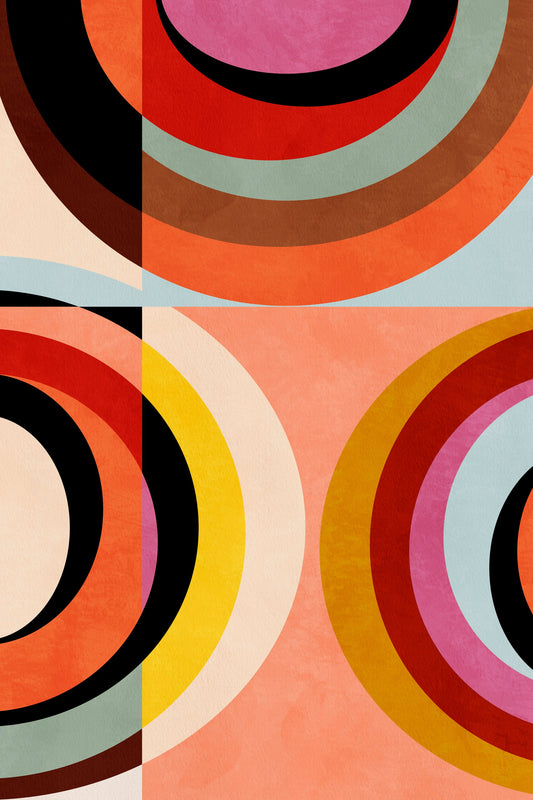 Warm Colors Bauhaus Geometry3 - Poster / Art Print