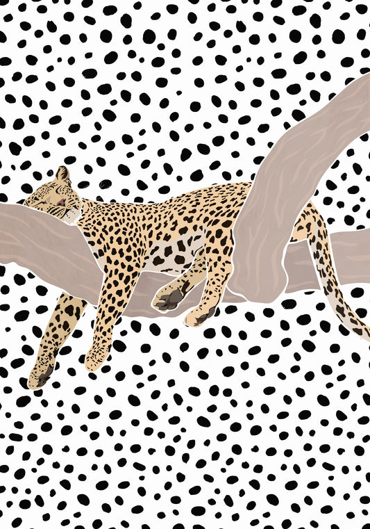 Leopard Sleeping Polkadots - Poster / Art Print