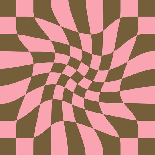 Twirly - Checkerboard - Pink and Brown - Poster / Art Print